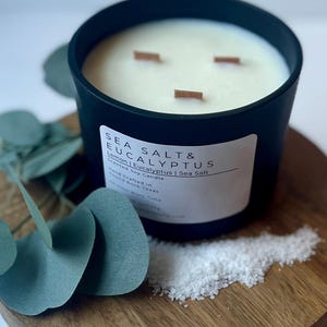 Sea Salt & Eucalyptus is a refreshing blend of crisp ocean air and soothing eucalyptus, bringing a spa-like tranquility to any space. Hand-poured with soy wax for a clean, revitalizing aroma. 🌊✨ #SoyCandle #FreshandClean #Handmade