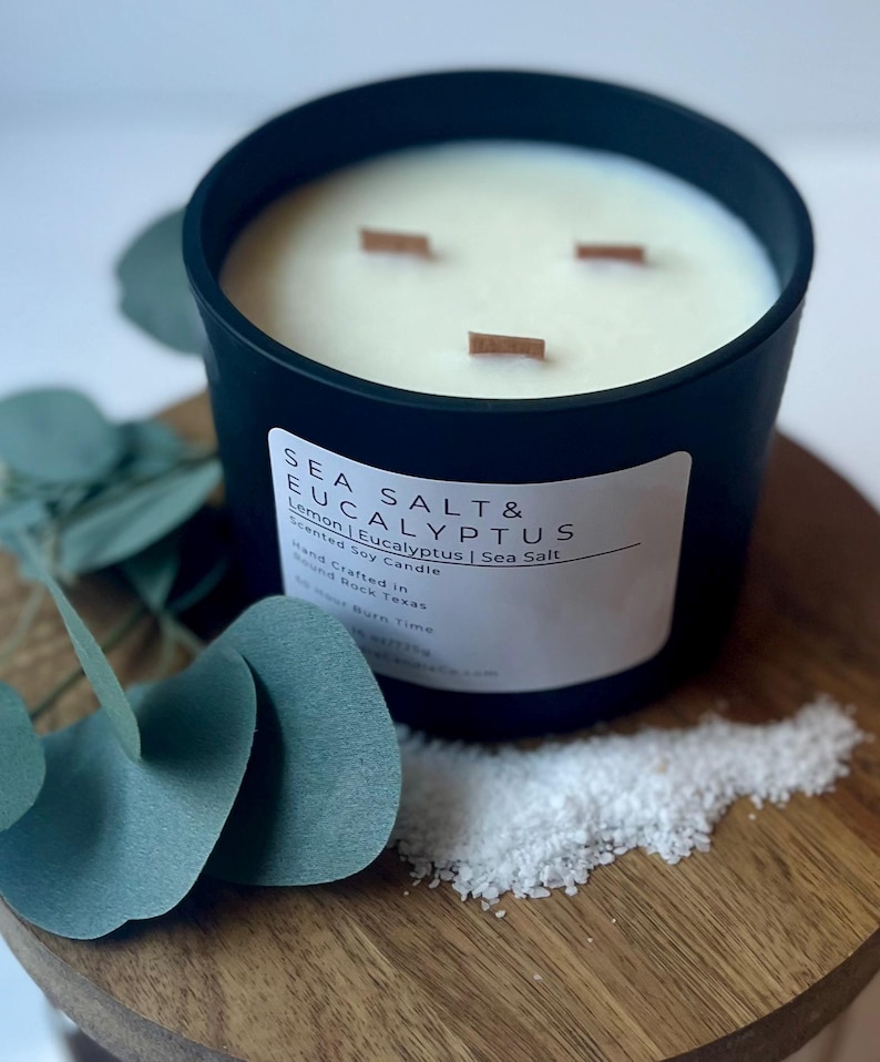Sea Salt & Eucalyptus is a refreshing blend of crisp ocean air and soothing eucalyptus, bringing a spa-like tranquility to any space. Hand-poured with soy wax for a clean, revitalizing aroma. 🌊✨ #SoyCandle #FreshandClean #Handmade