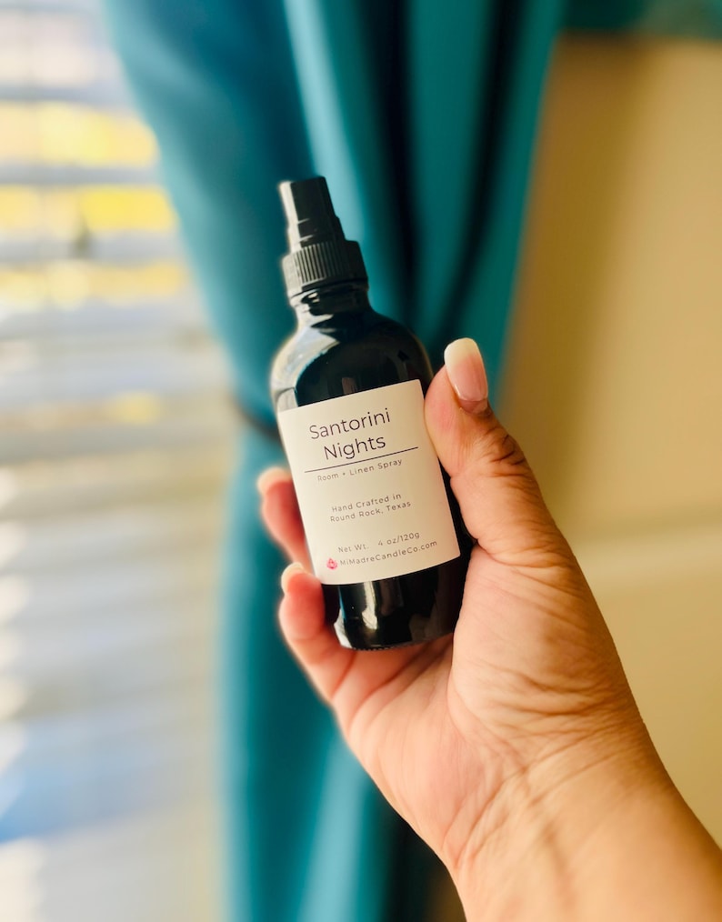 Handcrafted 4 oz room sprays for air, fabric, and linen. Vegan, cruelty-free, and alcohol-free