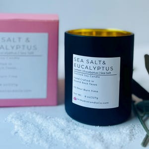 Sea Salt & Eucalyptus is a refreshing blend of crisp ocean air and soothing eucalyptus, bringing a spa-like tranquility to any space. Hand-poured with soy wax for a clean, revitalizing aroma. 🌊✨ #SoyCandle #FreshandClean #Handmade