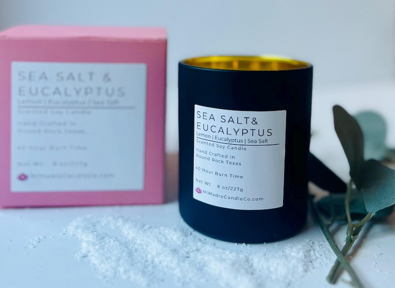 Sea Salt & Eucalyptus is a refreshing blend of crisp ocean air and soothing eucalyptus, bringing a spa-like tranquility to any space. Hand-poured with soy wax for a clean, revitalizing aroma. 🌊✨ #SoyCandle #FreshandClean #Handmade