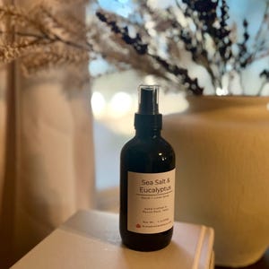 Handcrafted 4 oz room sprays for air, fabric, and linen. Vegan, cruelty-free, and alcohol-free