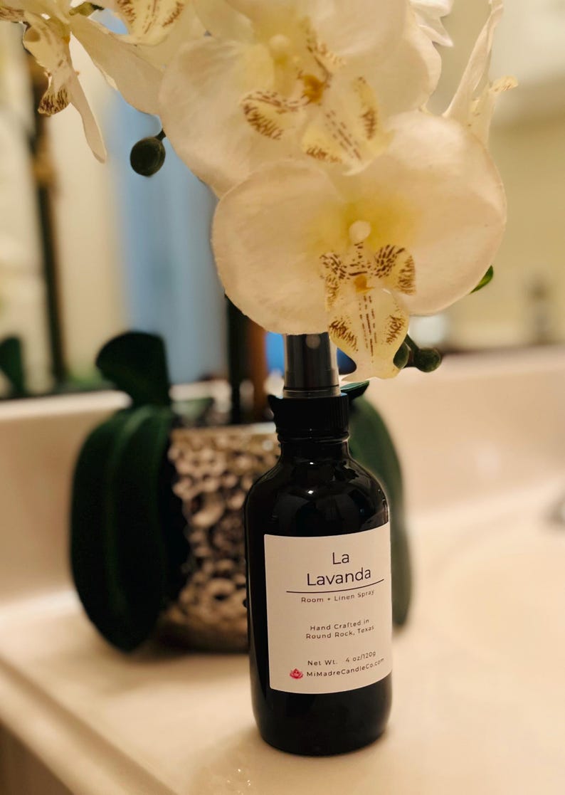 Handcrafted 4 oz room sprays for air, fabric, and linen. Vegan, cruelty-free, and alcohol-free