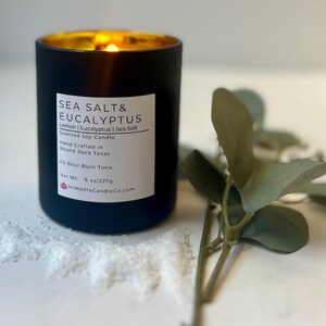 Sea Salt & Eucalyptus is a refreshing blend of crisp ocean air and soothing eucalyptus, bringing a spa-like tranquility to any space. Hand-poured with soy wax for a clean, revitalizing aroma. 🌊✨ #SoyCandle #FreshandClean #Handmade