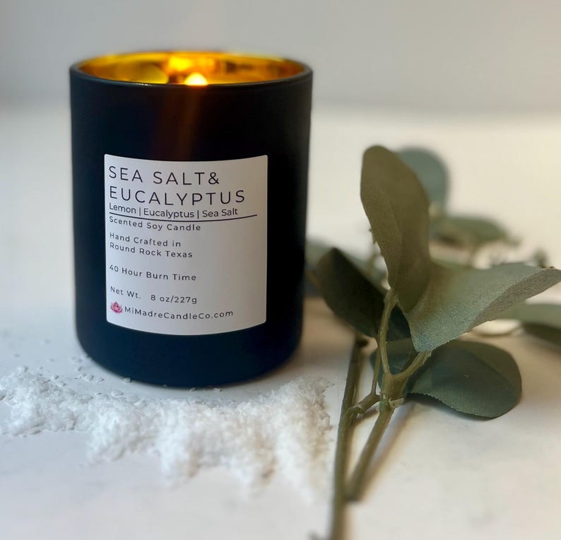 Sea Salt & Eucalyptus is a refreshing blend of crisp ocean air and soothing eucalyptus, bringing a spa-like tranquility to any space. Hand-poured with soy wax for a clean, revitalizing aroma. 🌊✨ #SoyCandle #FreshandClean #Handmade
