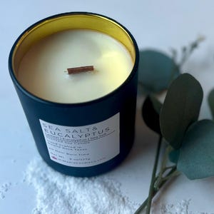 Sea Salt & Eucalyptus is a refreshing blend of crisp ocean air and soothing eucalyptus, bringing a spa-like tranquility to any space. Hand-poured with soy wax for a clean, revitalizing aroma. 🌊✨ #SoyCandle #FreshandClean #Handmade