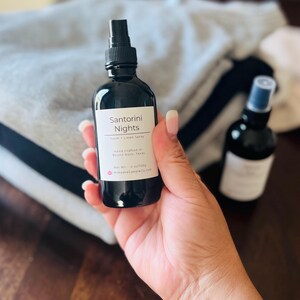 Handcrafted 4 oz room sprays for air, fabric, and linen. Vegan, cruelty-free, and alcohol-free