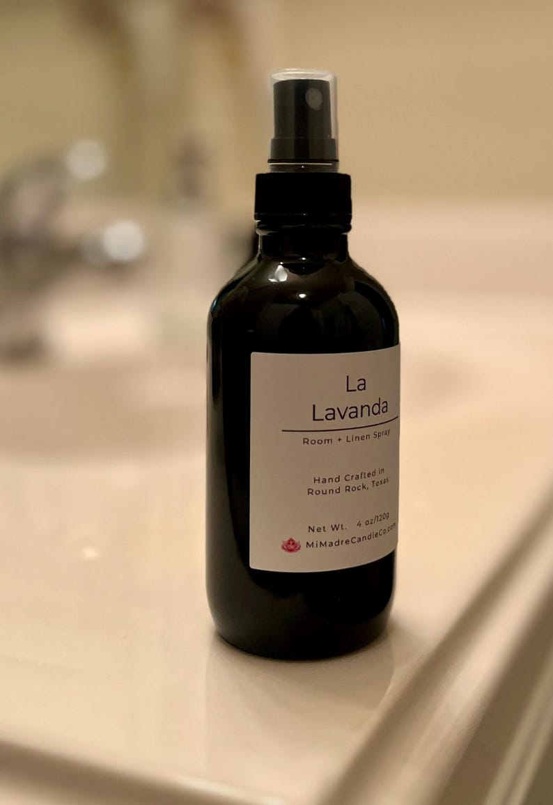 Handcrafted 4 oz room sprays for air, fabric, and linen. Vegan, cruelty-free, and alcohol-free