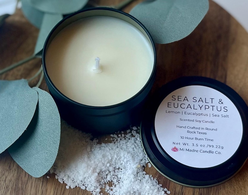 Sea Salt & Eucalyptus is a refreshing blend of crisp ocean air and soothing eucalyptus, bringing a spa-like tranquility to any space. Hand-poured with soy wax for a clean, revitalizing aroma. 🌊✨ #SoyCandle #FreshandClean #Handmade
