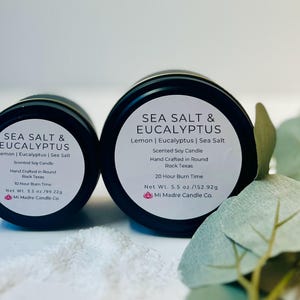 Sea Salt & Eucalyptus is a refreshing blend of crisp ocean air and soothing eucalyptus, bringing a spa-like tranquility to any space. Hand-poured with soy wax for a clean, revitalizing aroma. 🌊✨ #SoyCandle #FreshandClean #Handmade