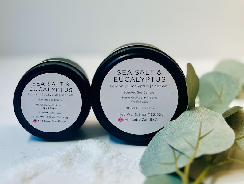 Sea Salt & Eucalyptus is a refreshing blend of crisp ocean air and soothing eucalyptus, bringing a spa-like tranquility to any space. Hand-poured with soy wax for a clean, revitalizing aroma. 🌊✨ #SoyCandle #FreshandClean #Handmade