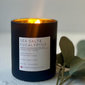 Sea Salt & Eucalyptus is a refreshing blend of crisp ocean air and soothing eucalyptus, bringing a spa-like tranquility to any space. Hand-poured with soy wax for a clean, revitalizing aroma. 🌊✨ #SoyCandle #FreshandClean #Handmade