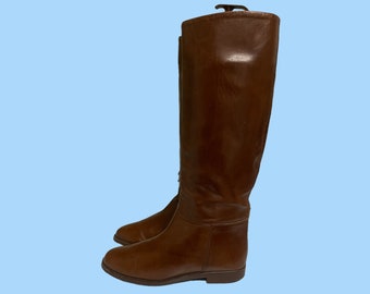 Ralph Lauren Boots-70s Vintage Boots-Gift For Her-Size 7.5 Boots-Pull On Riding Boots-Caramel Brown Boots-Women Boots-Italian Made Boots.