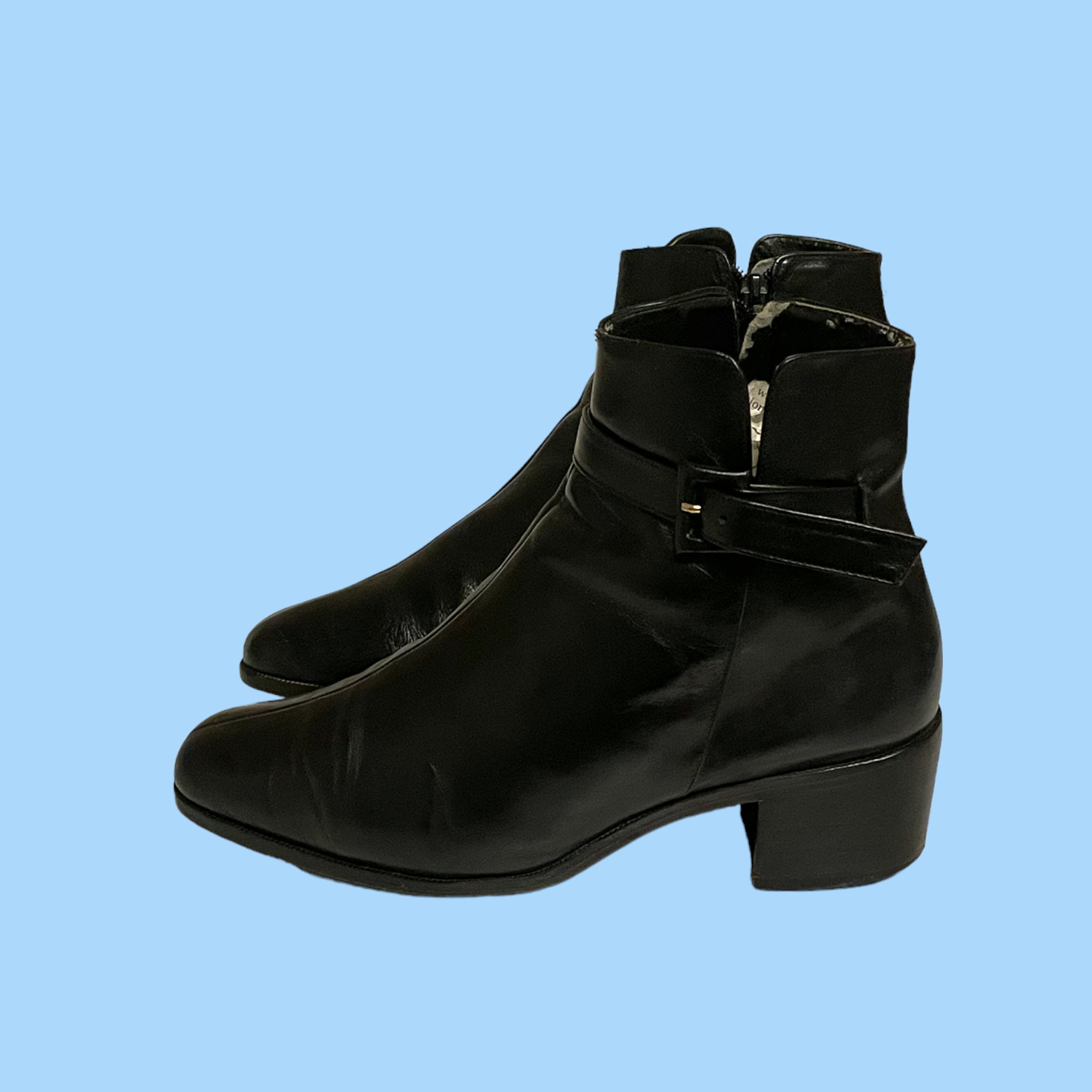 80s Black Ankle Boots-vintage Boots-us Women Size 6-genuine 80s Black Ankle Boots-vintage Boots-us Women Size 6-genuine