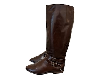 Vintage Boots-Riding Boots-US Women Size 8.5-Made In Italy-Brown Boots-Knee High Boots-Vintage Women Wear-Tall Women Boots.