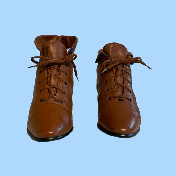 Vintage Boots-Boots-Size 6.5 Boots-Brown Boots-Ankle Boots-Granny Boots-1980s Boots. View 3