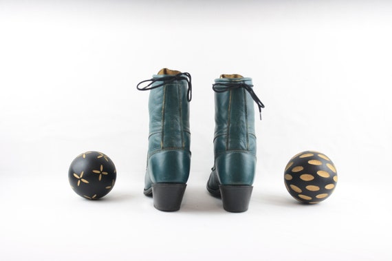 Vintage Ankle Boots. Size 6.5 Short Aqua Green Ge… - image 5