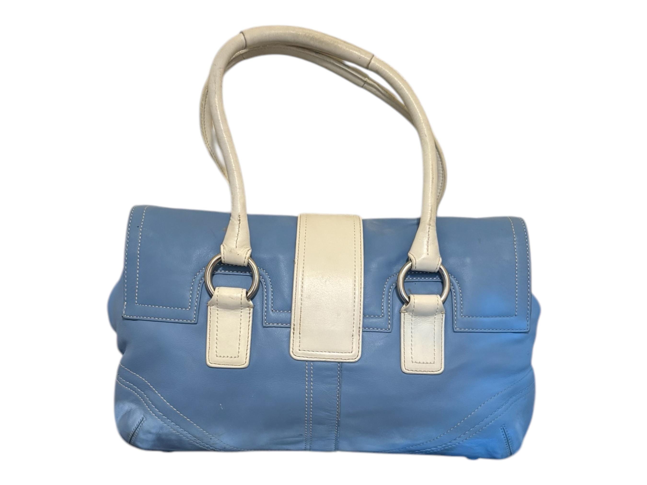 バッグ Vintage Coach Tote Bag Mint Blue Leather Coach vintage blue tote - Gem