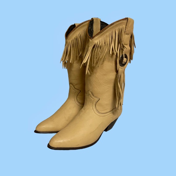 vintage boots-boots vintage-Size 8 Boots-cream bo… - image 2