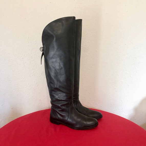 Sz 6B/Vintage Boots/Tall Boots/Black Boots/Genuin… - image 1