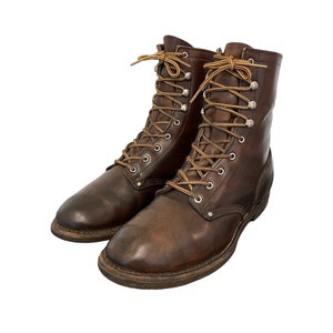 1990s Vintage Leather Combat Boots: Oil Resistant Lace Up, US Men&#39;s Size 9