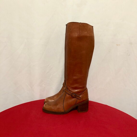 Vintage Go Go Boots. Size 5.5B Tall Brown Genuine
