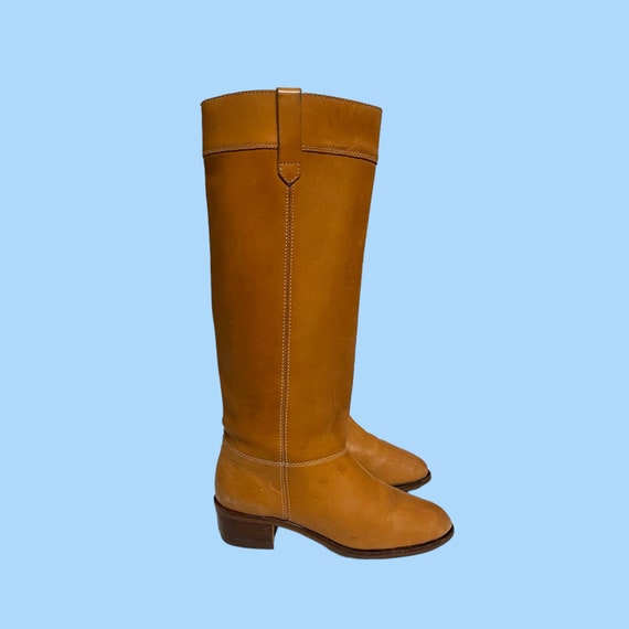 80s Riding boots-Women vintage boots-Light brown … - image 1