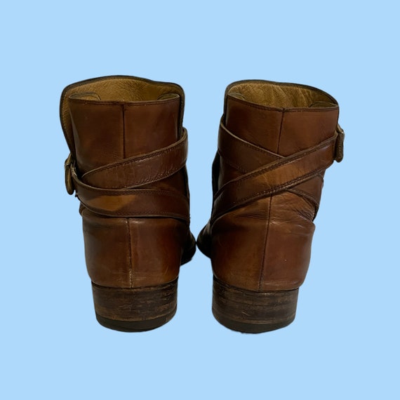 Short brown Genuine leather Men Ankle Boots-1980s… - image 6
