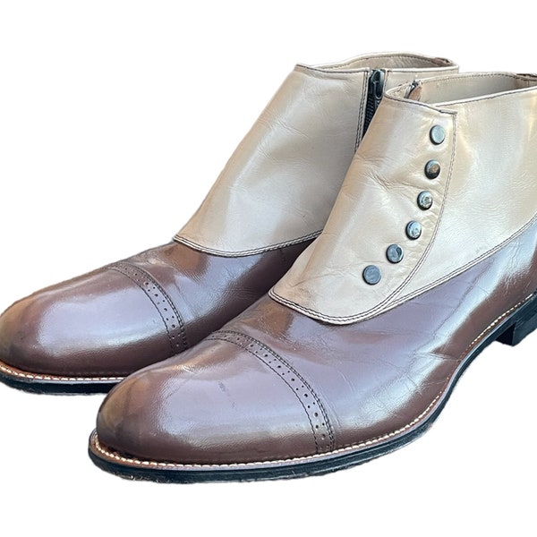 70s Vintage Boots-Replica of 1940s-US Men Size 13-Stacy Adams-Ankle Boots-Vintage Mens Wear-Rare Find-Dress Boots-Brown Genuine Leather.