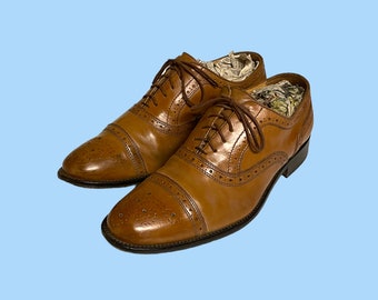 Vintage Nino Rossi Brown Leather Lace up Dress Shoes, Men display picture 3