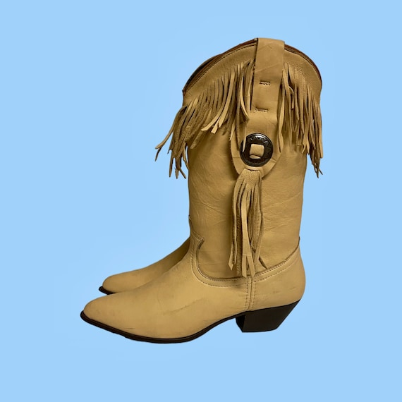 vintage boots-boots vintage-Size 8 Boots-cream bo… - image 1