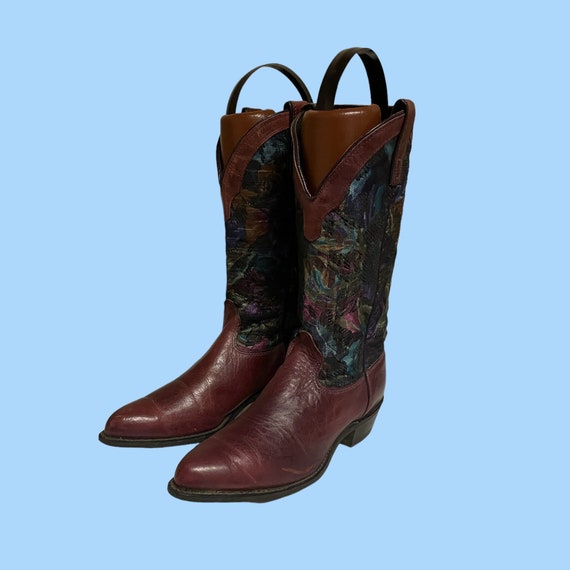 vintage boots-boots vintage-size 8 boots-red boot… - image 1