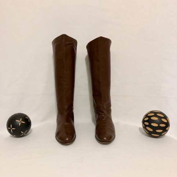 Vintage Slouchy Boots. Size 6.5 Tall Brown Genuine