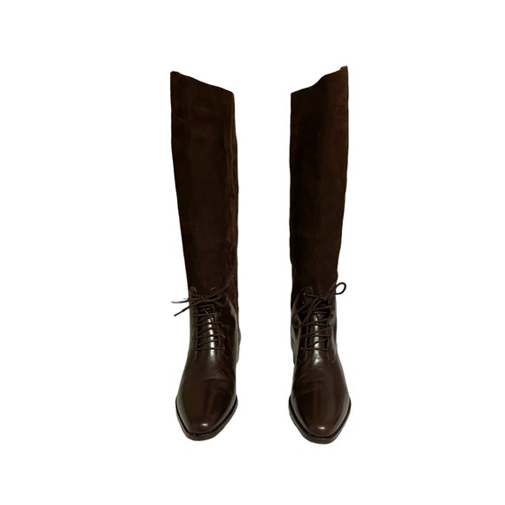 80s Vintage Riding Boots-Two Tone Brown Genuine L… - image 3