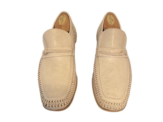 70s Vintage Shoes-Beige Men Loafers-US Men Size 7… - image 4