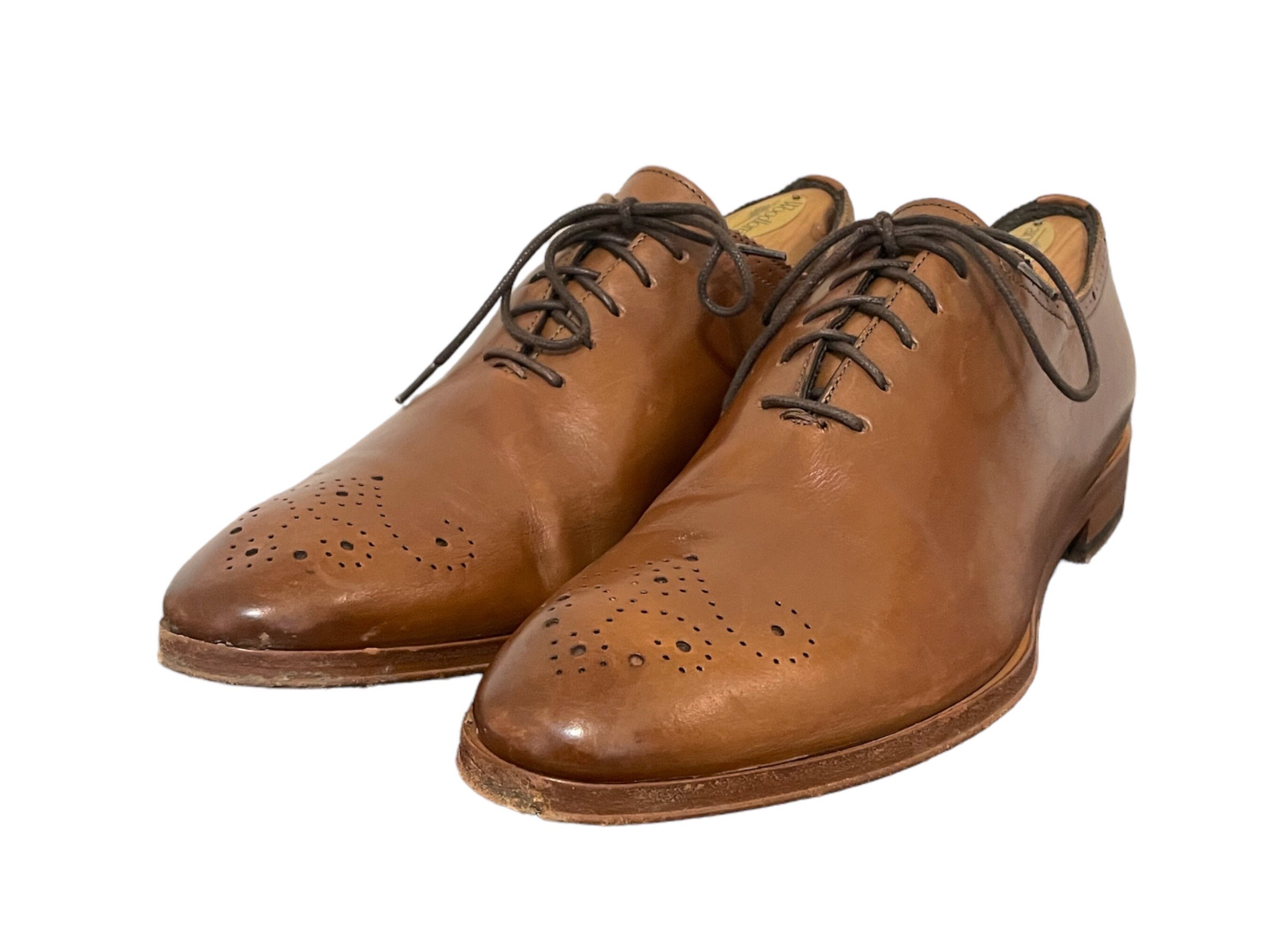 1990s Vintage Brown Leather Wingtip Shoes - Italian Made US  display picture 3