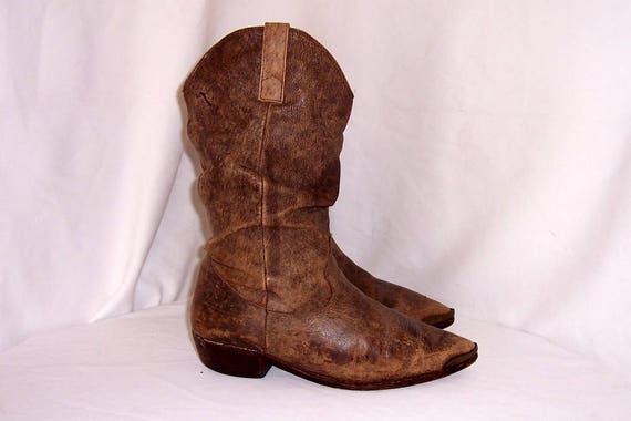 Sz 9.5 Men Vintage brown leather 1990s western sty