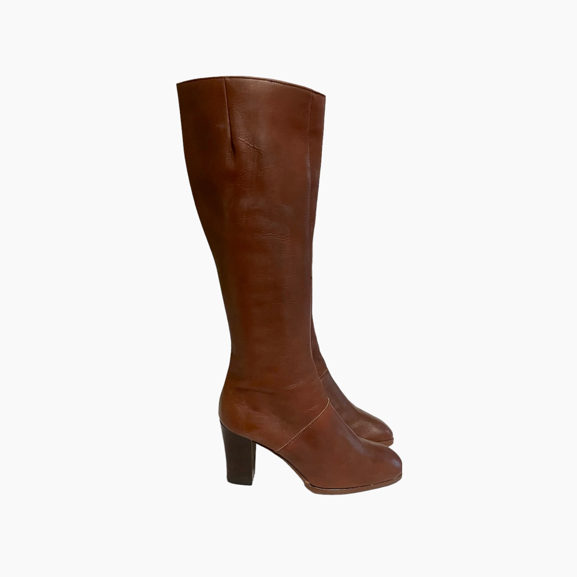 Leather Boots Knee High Bandolino Square Toe Boots Vintage