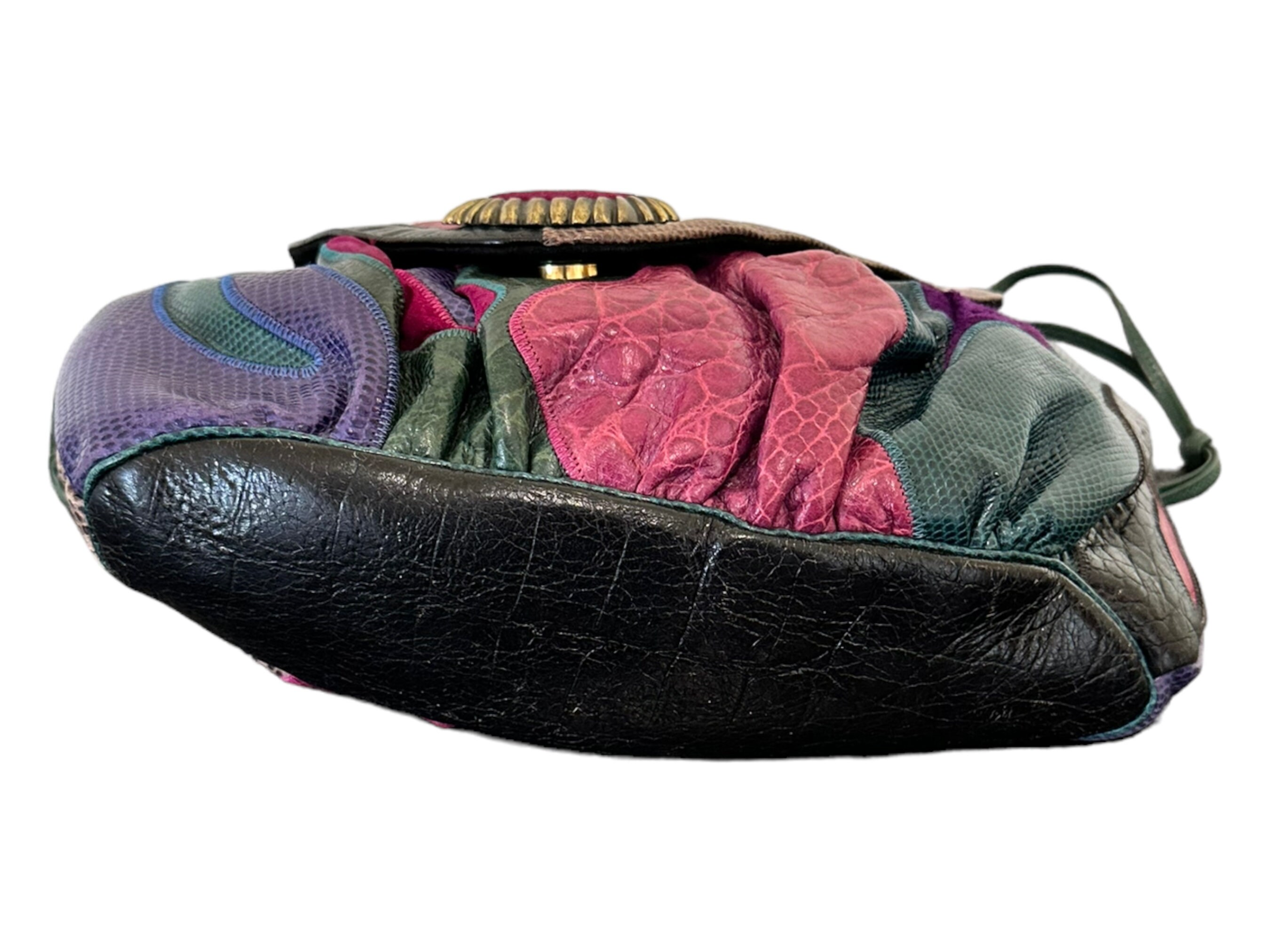 Vintage Purse Multi Color Purse Sharif Purse Made in New York USA Genuine Leather 1980s Sharif Purse Sharif Vintage Shoulder Bag