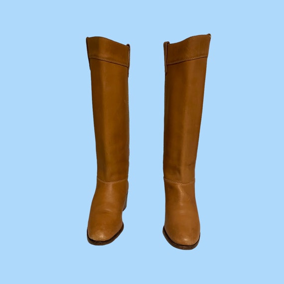 80s Riding boots-Women vintage boots-Light brown … - image 5