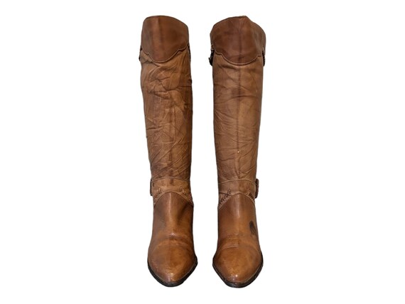 Vintage Boots-Brown Boots-Tall Riding Boots-US Wo… - image 2