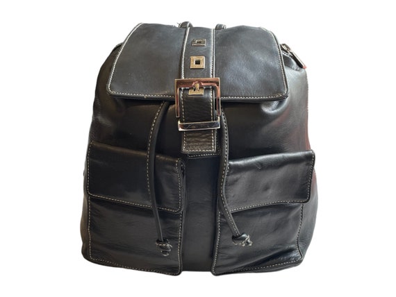 Vintage Rare Black Drawstring Backpack Purse Coach Drawstring Backpack | Faded Black Full Grain Italian  main image 3