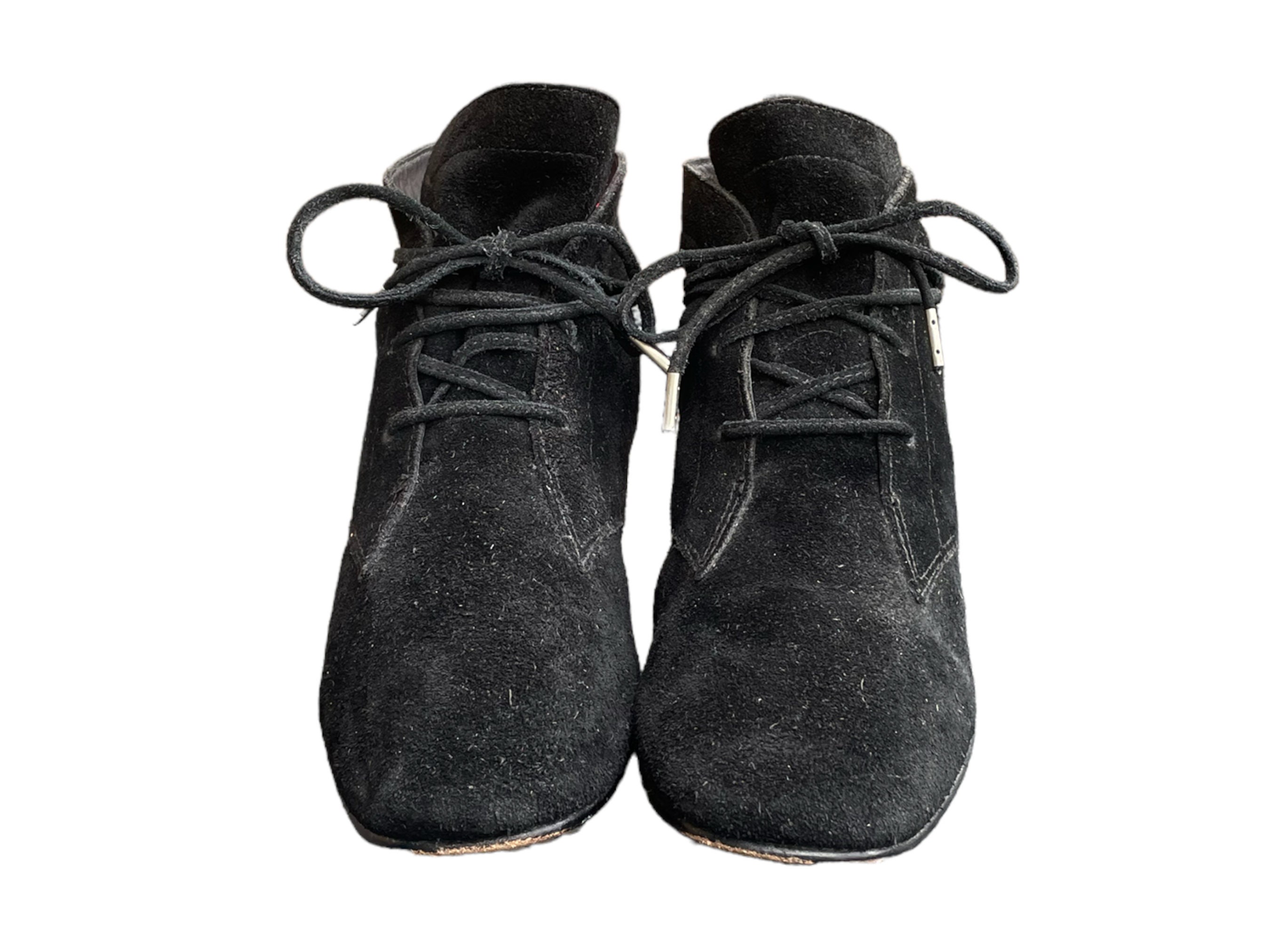 Bottes Vintage Années 90 En Daim Noir - Taille 40 EU (8 UK) - Made In Italy - Talon Haut - Neuves Sans Boîte