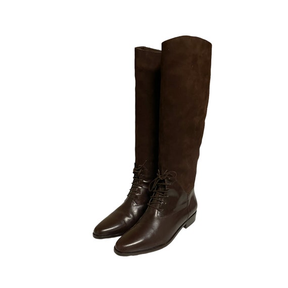 80s Vintage Riding Boots-Two Tone Brown Genuine L… - image 9