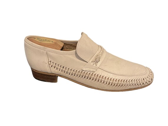 70s Vintage Shoes-Beige Men Loafers-US Men Size 7… - image 6