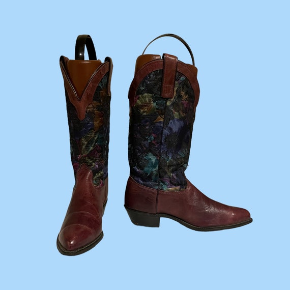 vintage boots-boots vintage-size 8 boots-red boot… - image 4