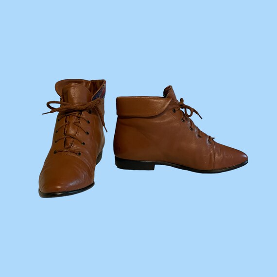Vintage Boots-Boots-Size 6.5 Boots-Brown Boots-Ankle Boots-Granny Boots-1980s Boots. View 2