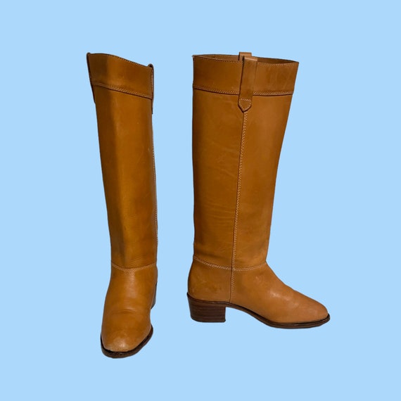 80s Riding boots-Women vintage boots-Light brown … - image 4