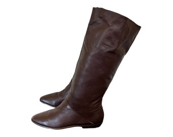 Bottes vintage-bottes marron-bottes souples-femmes américaines taille 9-bottes pirate-bottes hautes à enfiler des années 80-vintage femmes porter-cadeau pour elle-bottes.