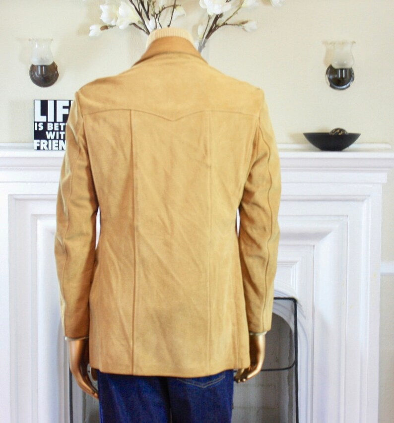 Vintage Mens Wear-Light Brown Suede Jacket-1980s Men Coat